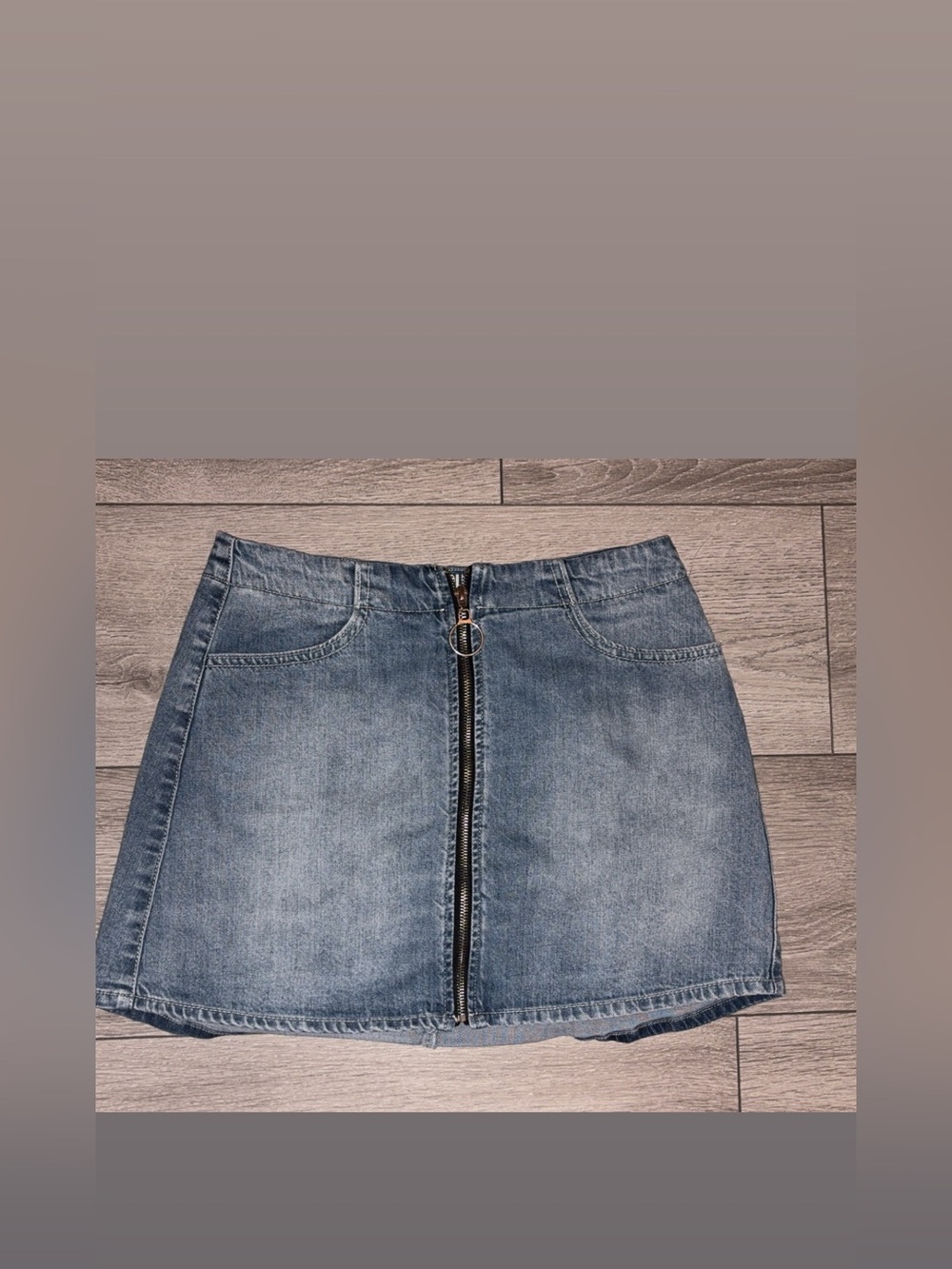 REWASH Blue Denim Mini Skirt Juniors Size 7/28 Short Front Zip Closure